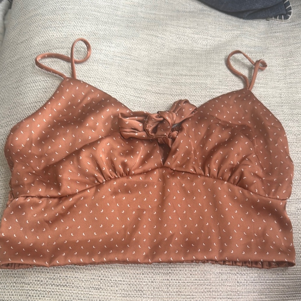 Rust Orange Crop Top with Bow Detail - Picture 1 of 2
